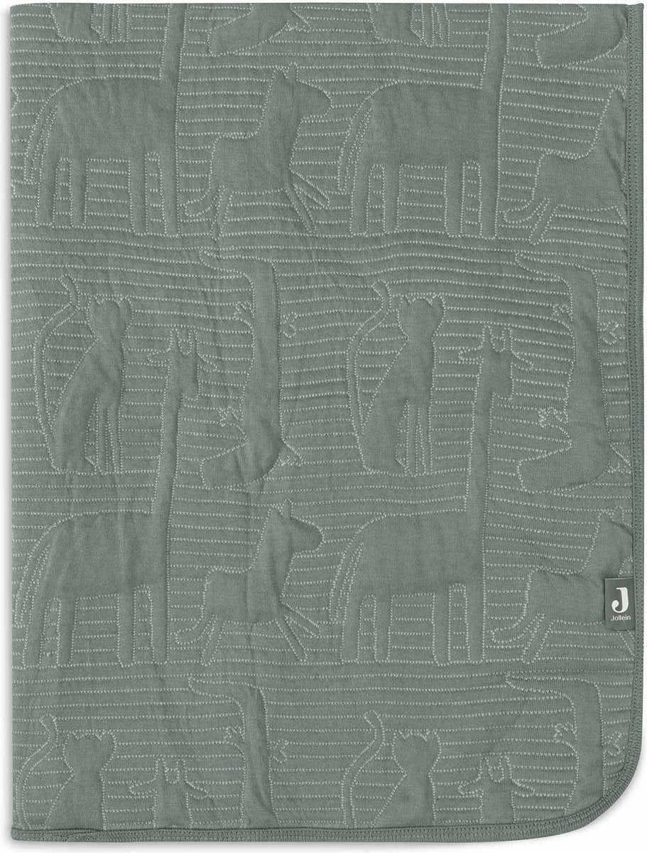 Jollein - coperta per lettino 100x150 cm - coperta per bebè - Jungle Jambo Ash Green Laurel