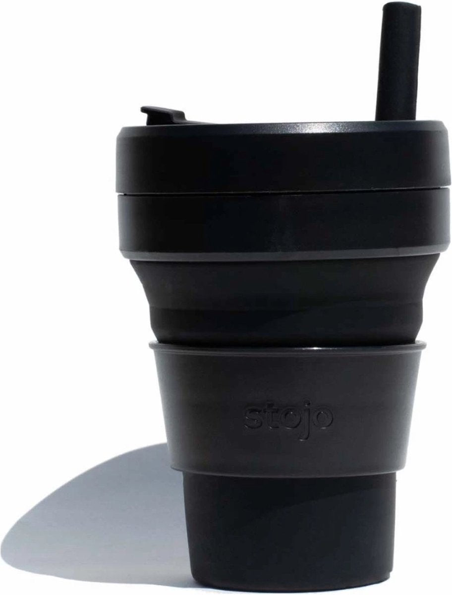 Stojo - tazza grande - tazza da tè e caffè - 470 ml - riutilizzabile - pieghevole - nera