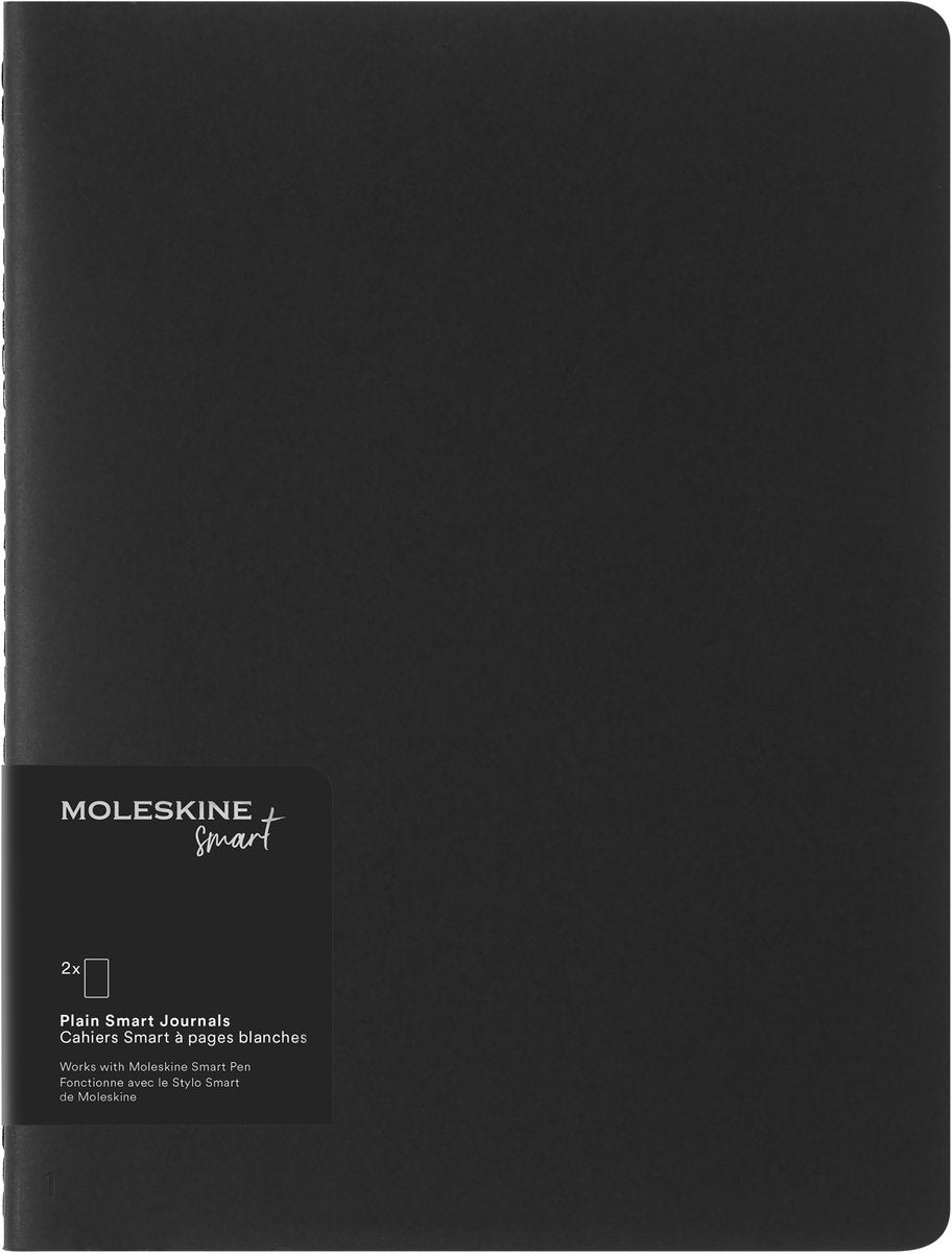 Moleskine notitieboek - smart collectie - cahier - xl - zachte kaft - gelinieerd - zwart (set van 2)