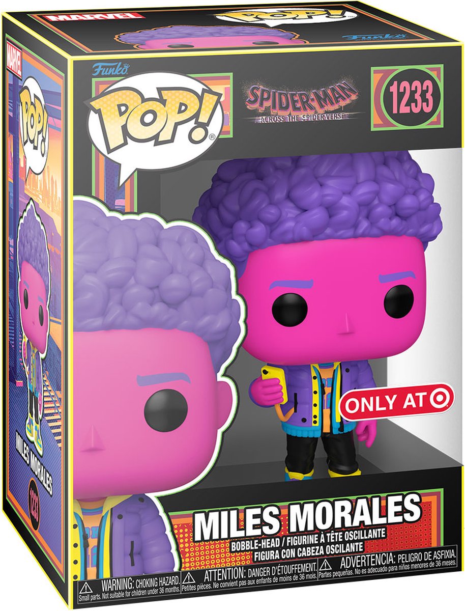 Funko pop marvel: spider-man: across the spider-verse - miles morales (blacklight) pop #1233