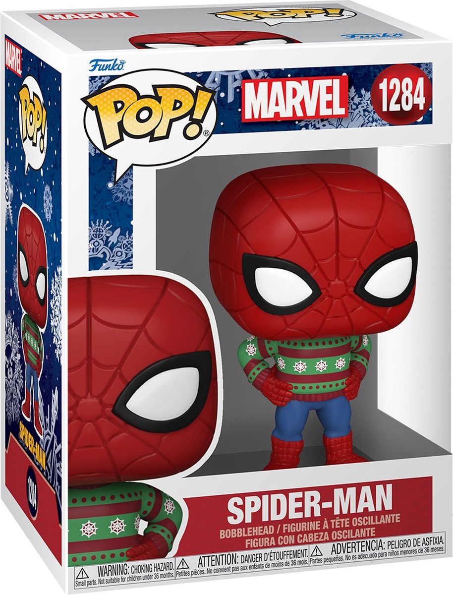 Marvel Funko Spiderman: pop natalizio! Figura da collezione Spider-Man da 9 cm - multicolore