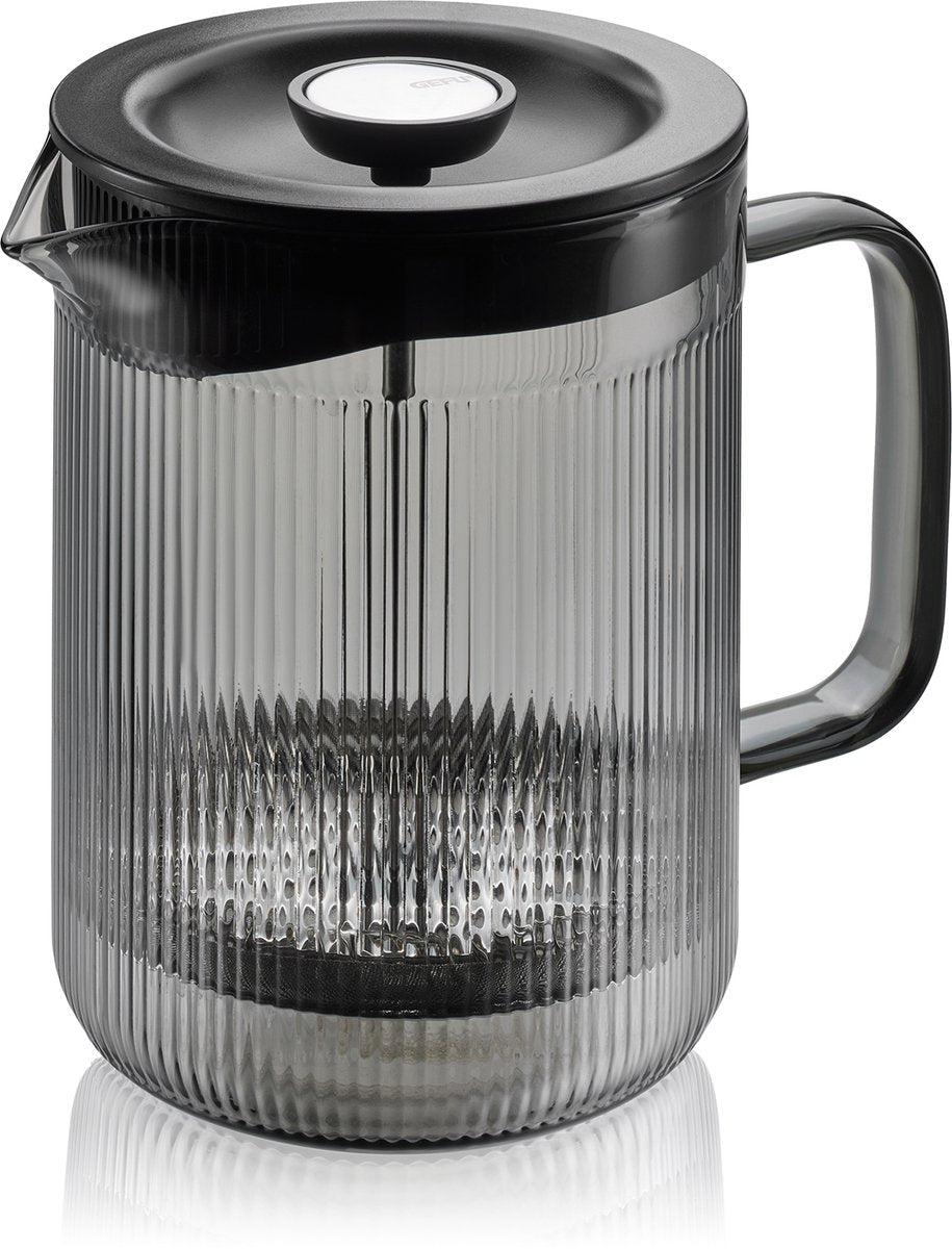 Cafetera de prensa francesa Gefu cristiano – 600 ml – vidrio de borosilicato – gris humo