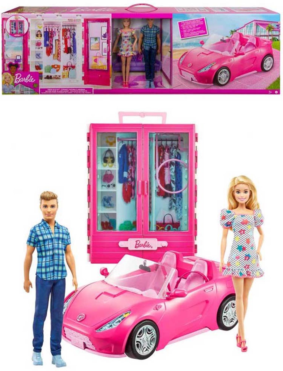 Barbie e Ken: set da gioco con auto decappottabile e guardaroba