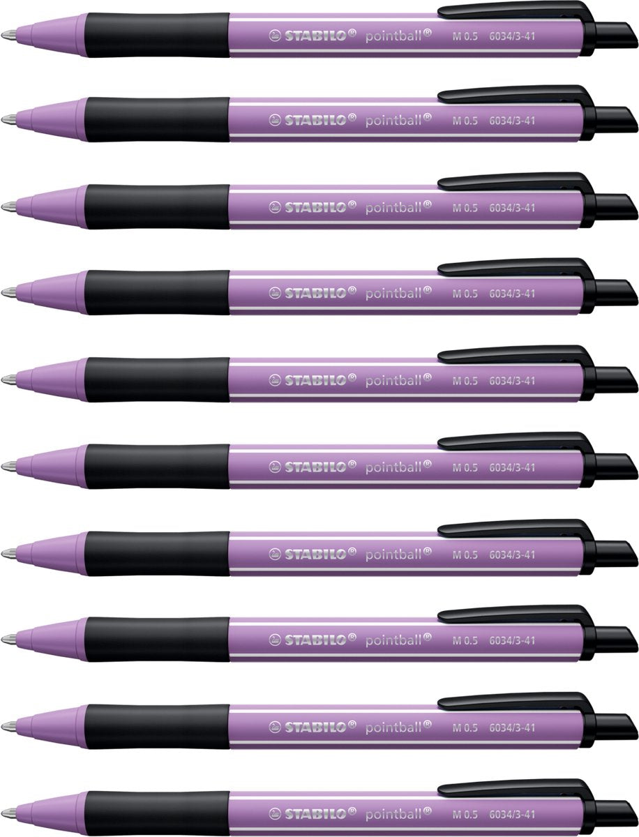 Stabilo pointball - penna a sfera - naturecolors wildflower - ricaricabile - grigio viola - scatola da 10 pezzi