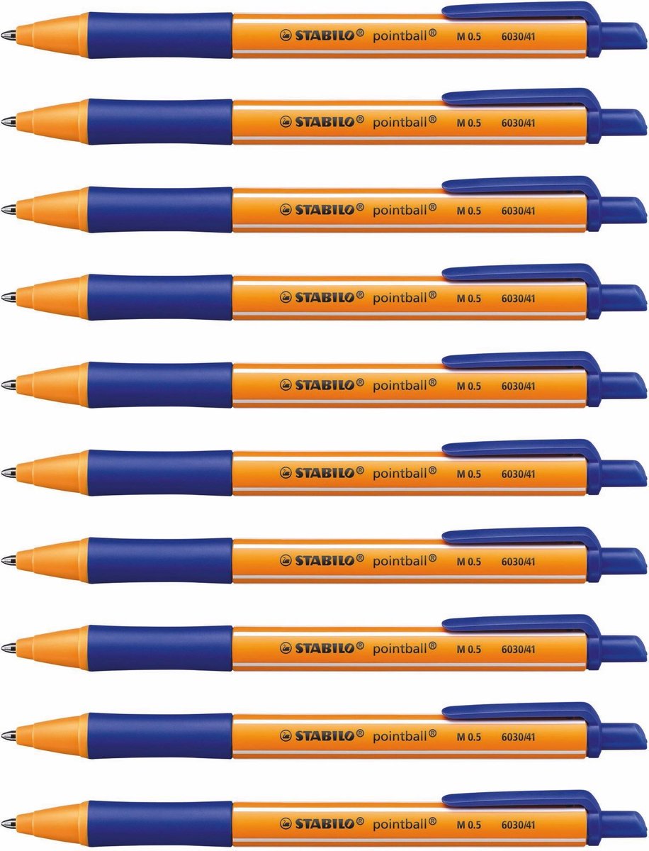 Stabilo pointball - penna a sfera - ricaricabile - blu - scatola da 10 pezzi