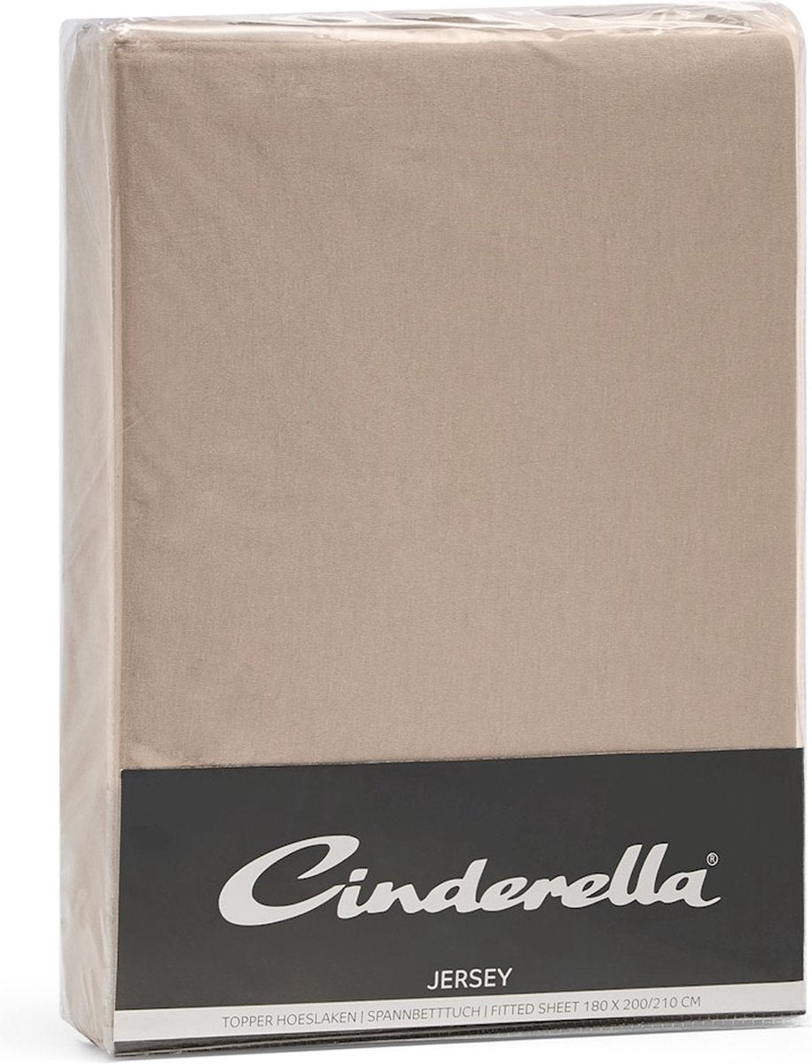 Sábana bajera ajustable Cenicienta jersey topper 15 cm - taupe - 160x200 210