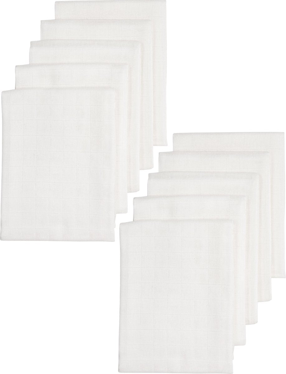 Meyco baby uni hydrophilic cloths - 10-pack - organic - white - 80x80 cm