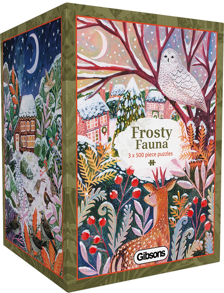 Gibsons - frosty fauna (by lee foster wilson) - 3×500 pieces 48×34cm (w×h) - jigsaw puzzle for adults