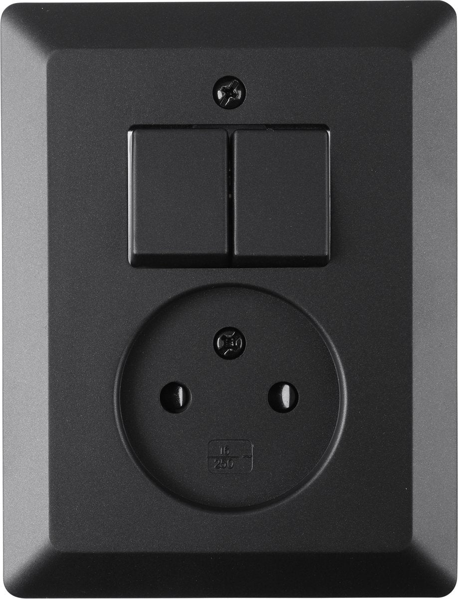 Combinación Q-link empotrable - serie - con doble interruptor - negro