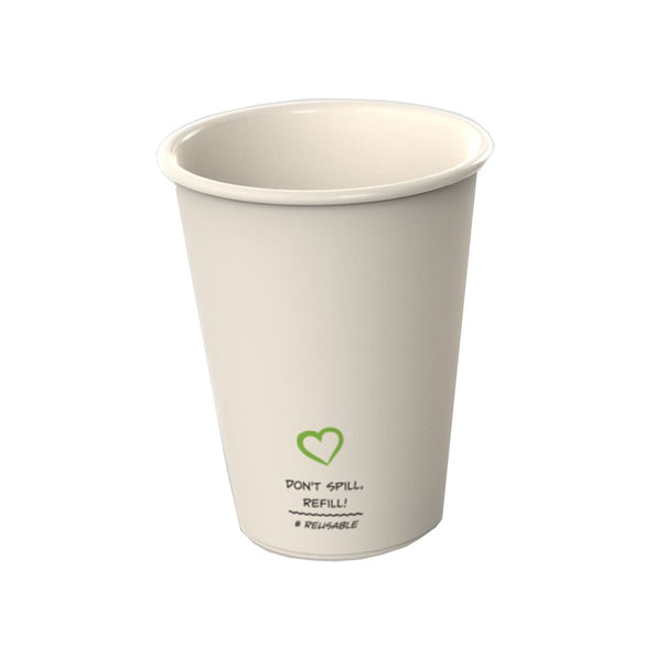 Tazza da caffè in plastica riutilizzabile vuota beige (400x180cc)