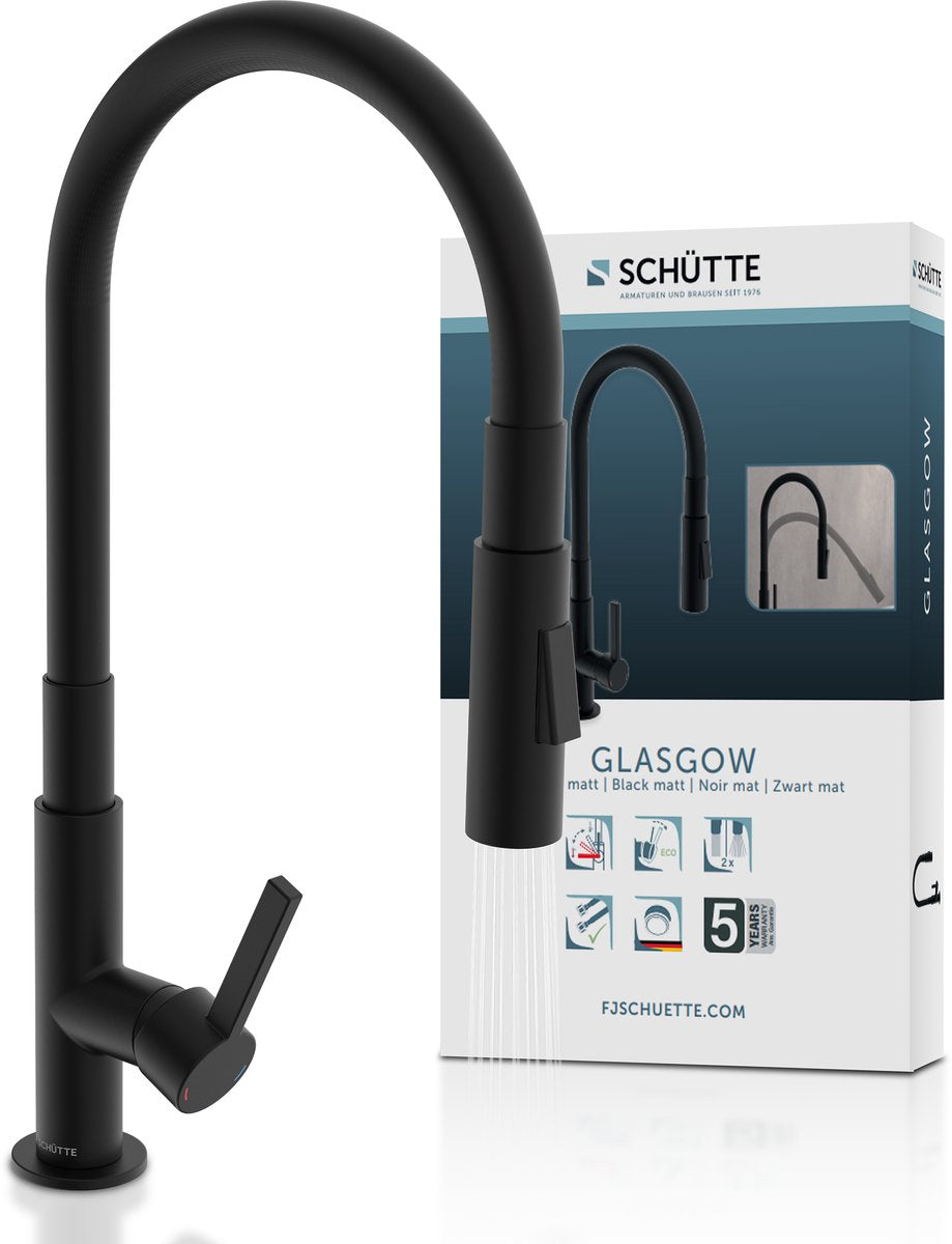 Rubinetto cucina Schütte Glasgow - nero opaco - con flessibile soft-touch