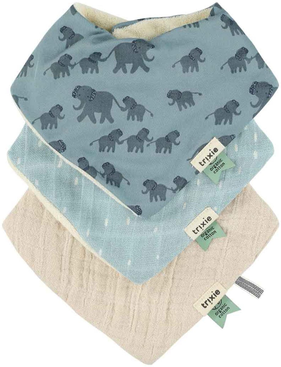 Trixie mix de 3 baberos bandana - elefante encantador