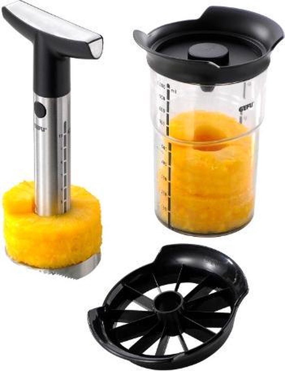 Gefu professional plus ananasboor 27,5 cm – inclusief snijder en bewaarbox – rvs