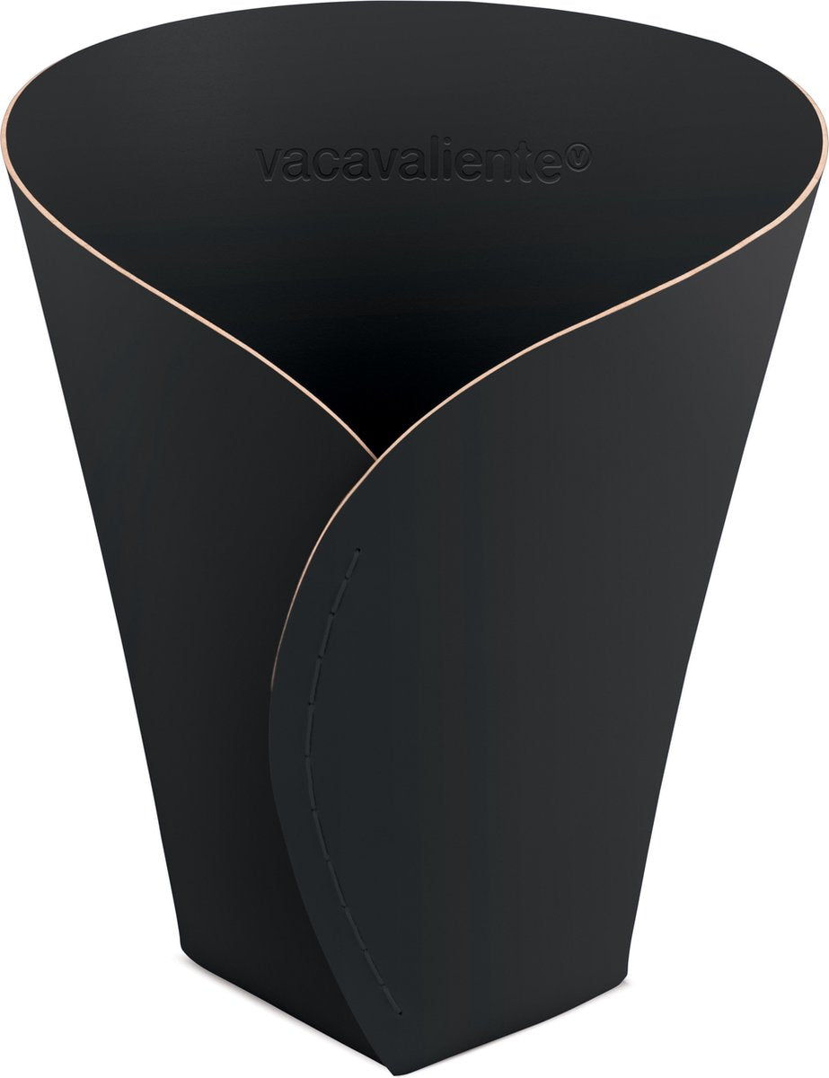 Vacavaliente - cesta de almacenaje studio mediana - cuero reciclado - negro