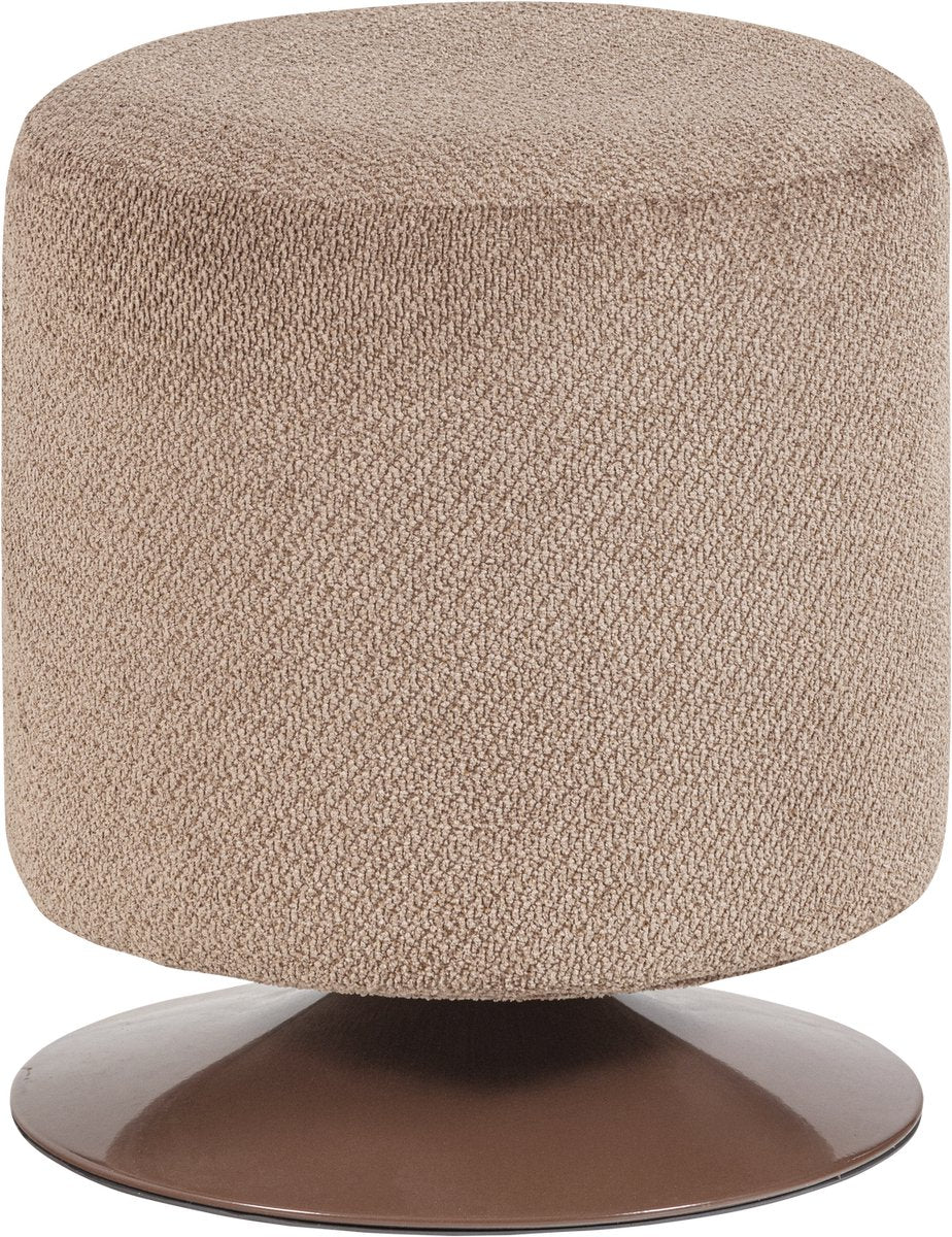 Puf Woood islen con base giratoria - bouclé - marrón - 47x39x39