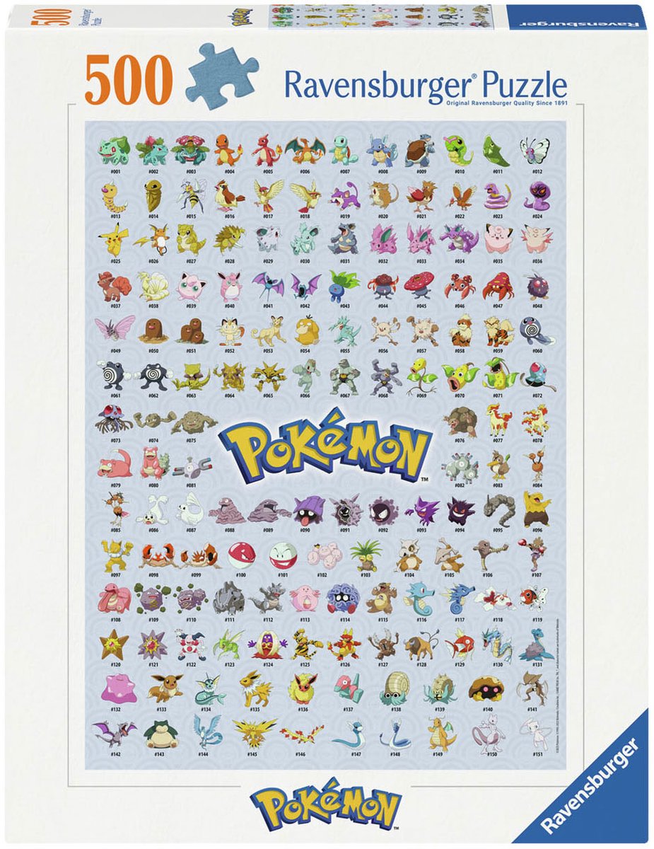 Pokémon di Ravensburger Jigsaw Pokémon, 500st.