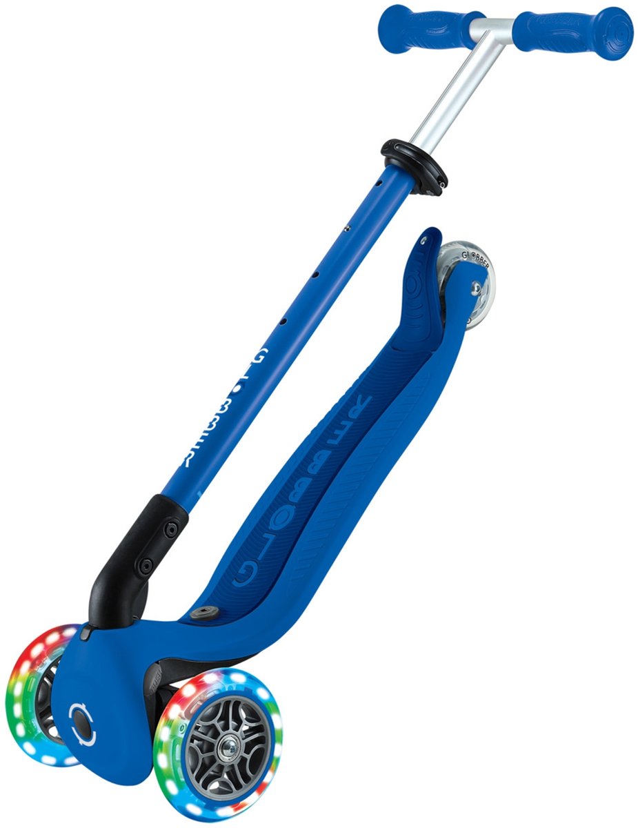 Monopattino Grow-along Globber - go up active - blu - ruote luminose - da 15 mesi a 7 anni