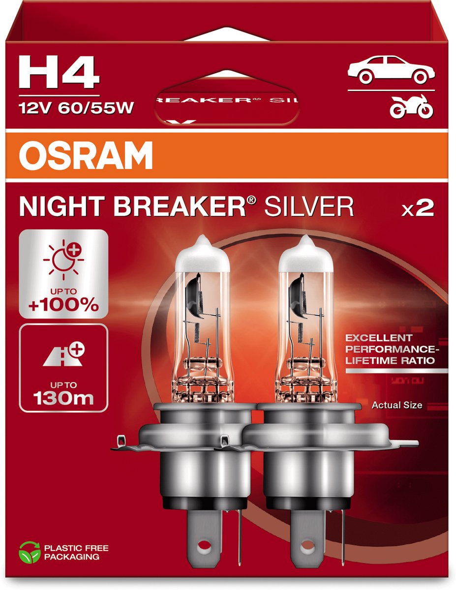 Sram o night breaker - faro h4 - iluminación 100% brillante - alcance 130 m