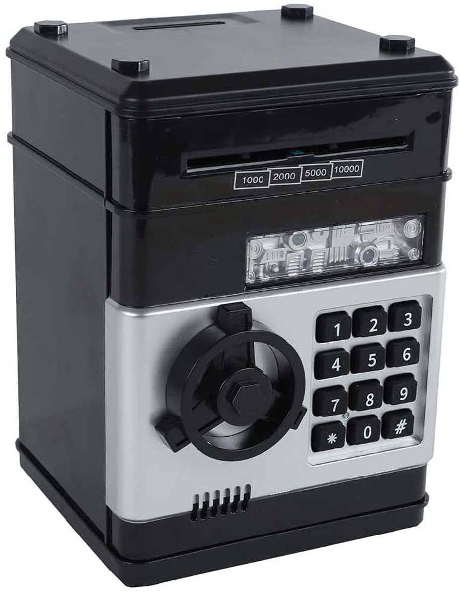 Cassaforte per soldi con codice segreto nero, 19,5 cm