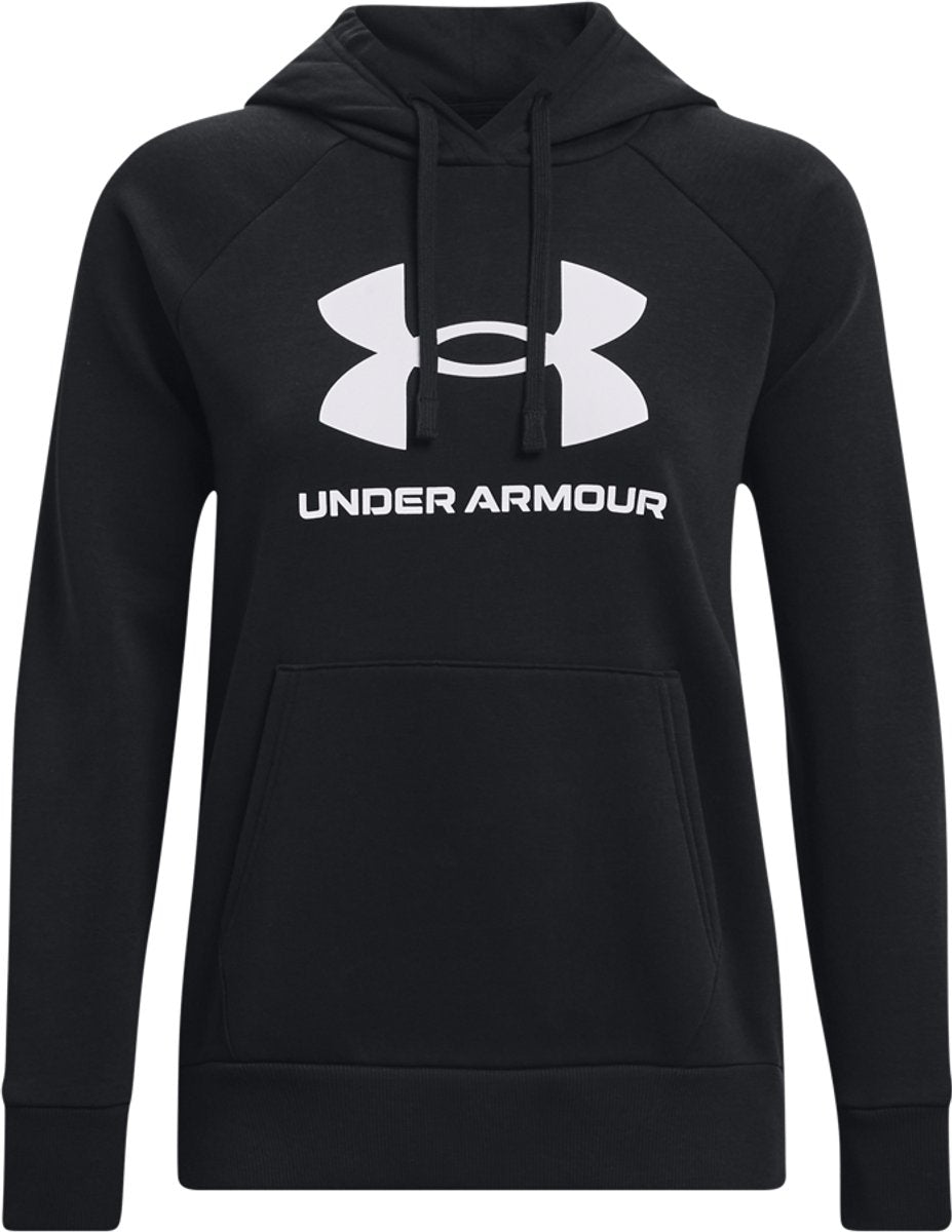 Camiseta deportiva Under Armour UA Rival Fleece Big Logo HD para mujer - Negro - Blanco
