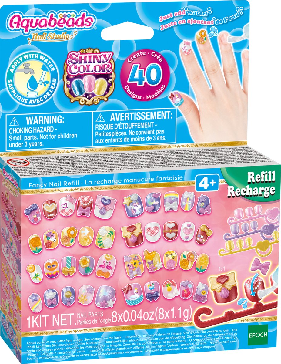 Aquabeads fancy nagel navulling- 40 nagels in 8 kleuren voor kinderen