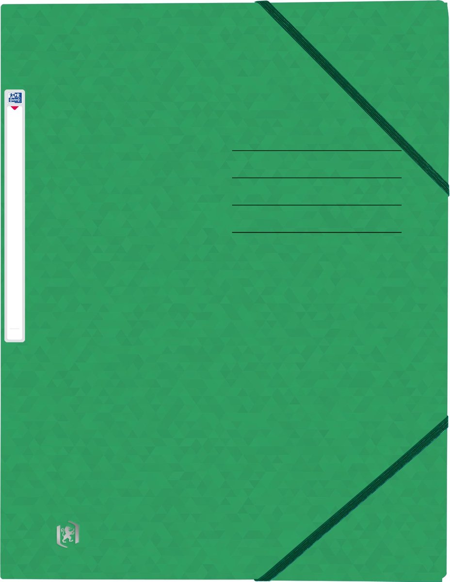Oxford top file + - elastomap - 3 kleppen - elastiek - a4 - groen - pak 10 stuks