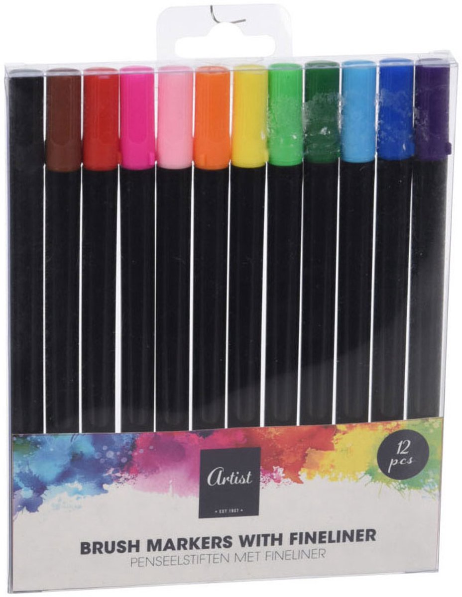 Pennello a penna con set di fineliner
