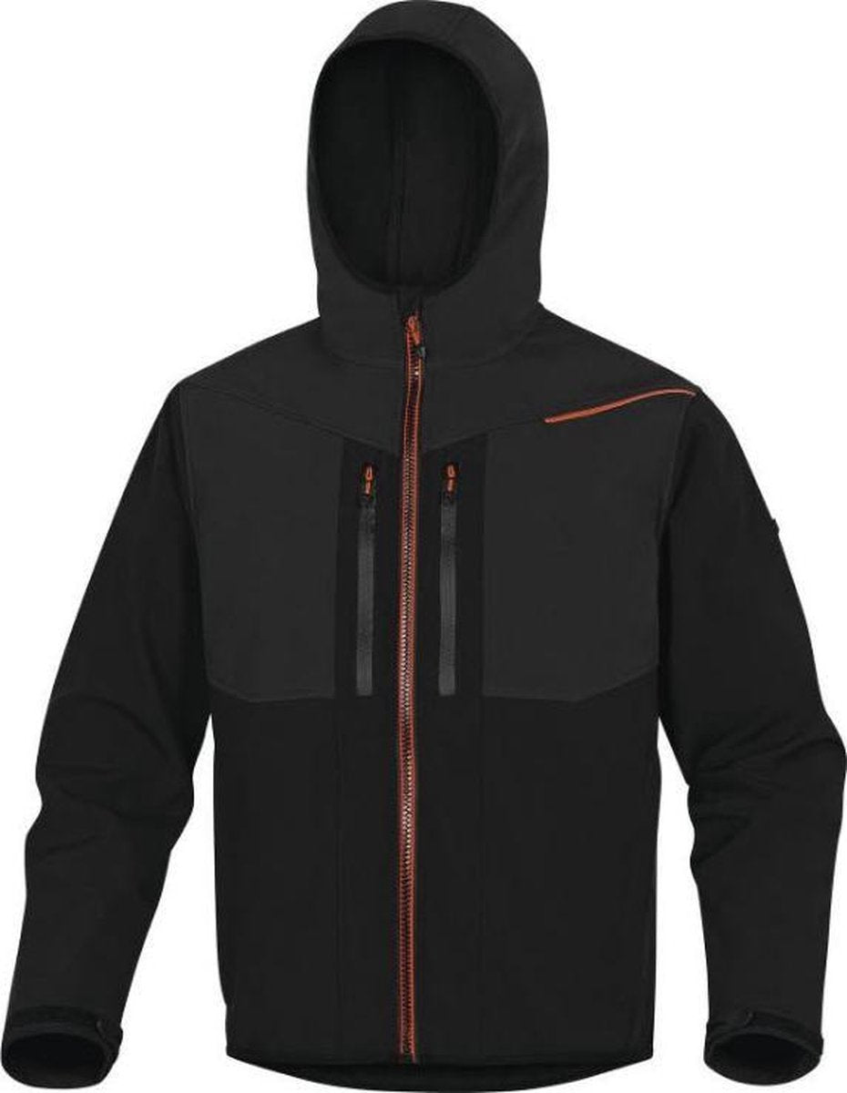 Giacca softshell Delta Plus Horten a 3 strati - nera | arancio - l