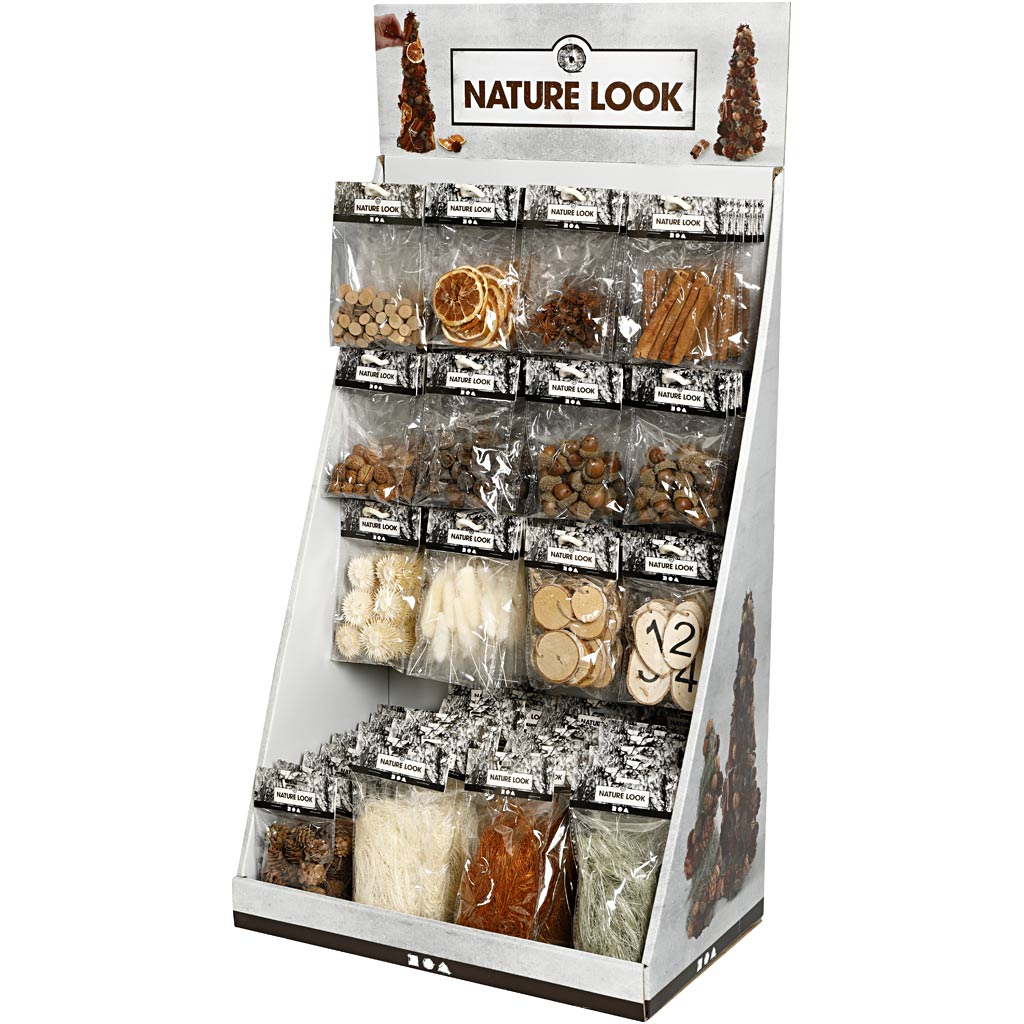 Expositor de mesa para empresa Creativ - decoración natural, alto: 7400 mm, ancho: 4400 mm, 120 unidades. 1 caja