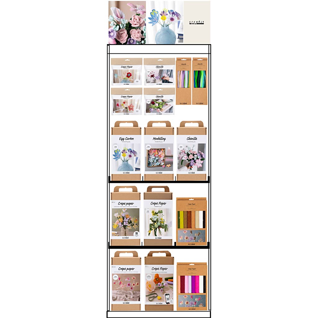 Espositore da terra Creativ Company, montato, categoria, mix di fiori, adulto, h: 1580 mm, l: 600 mm, l: 400 mm, 99 unità. 1 pezzo
