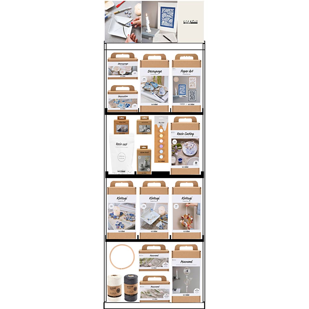 Expositor de suelo Creativ Company, montado, categoría, mezcla interior, adulto, alto: 1580 mm, largo: 600 mm, ancho: 400 mm, 98 unidades. 1 pieza