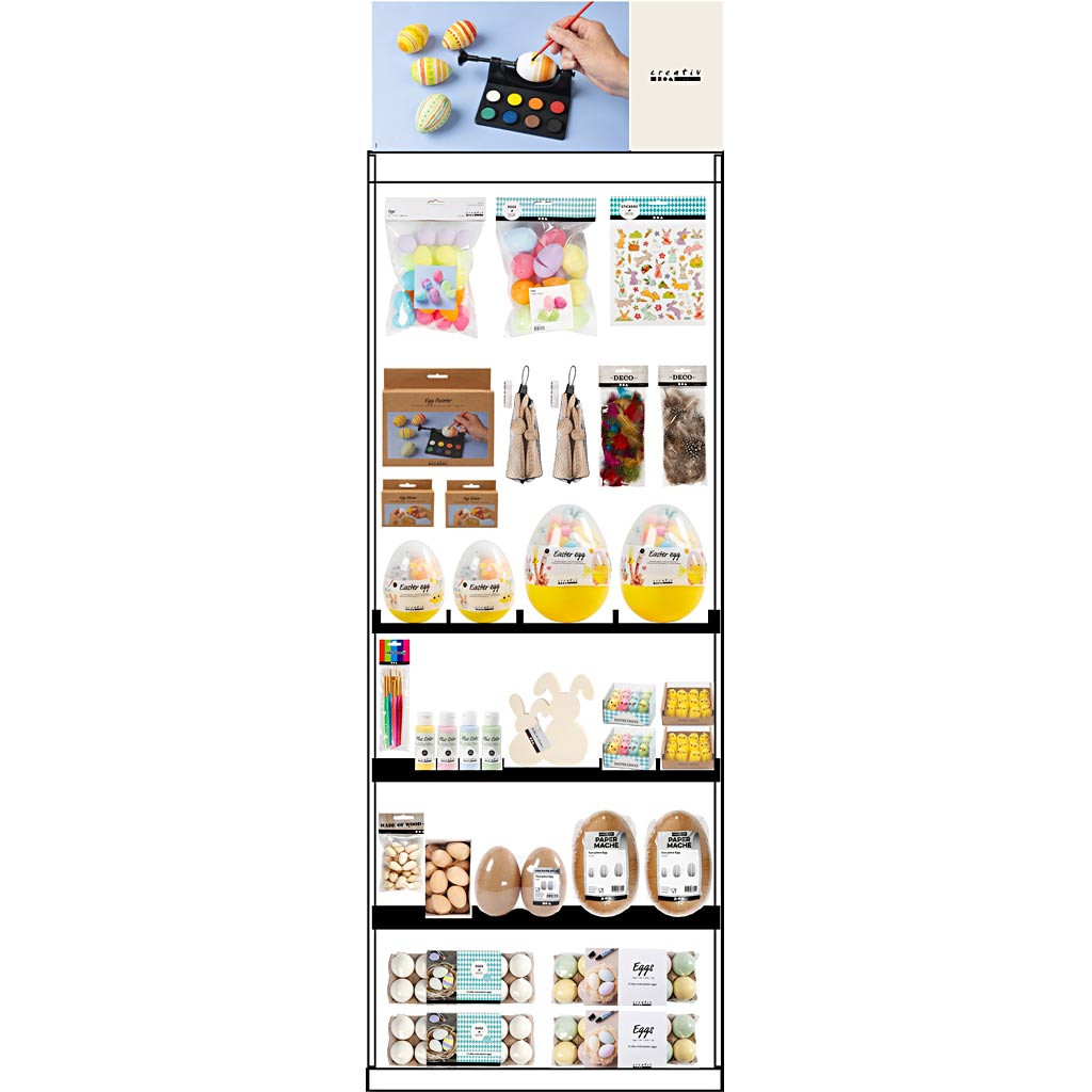 Expositor de suelo de empresa Creativ, montado, categoría, extras para Semana Santa, niños, alto: 1580 mm, largo: 600 mm, ancho: 400 mm, 237 unidades. 1 pieza