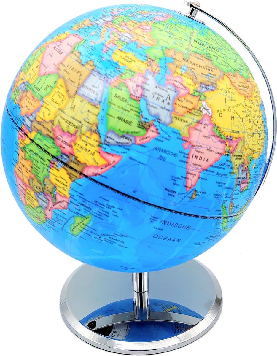 Mappamondo Braet con base in metallo - - diametro 25 cm - città giorno e notte - olandese