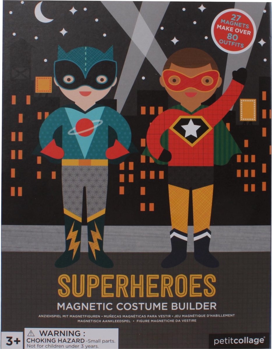 Set de juego magnético Petit Collage - disfrazar superhéroes