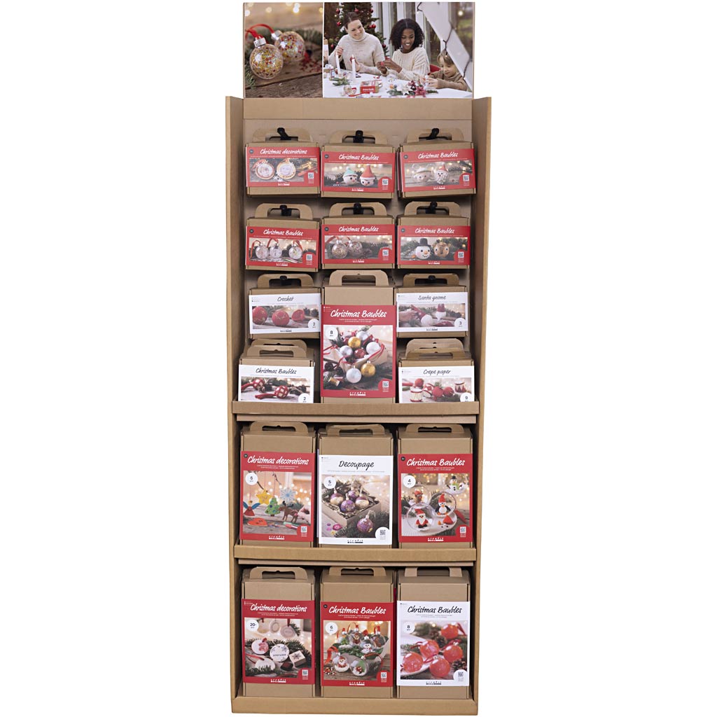 Espositore da terra Creativ Company, palline di Natale, bambini e adulti, h: 1584 mm, p: 332 mm, l: 630 mm, 63 unità. 1 scatola