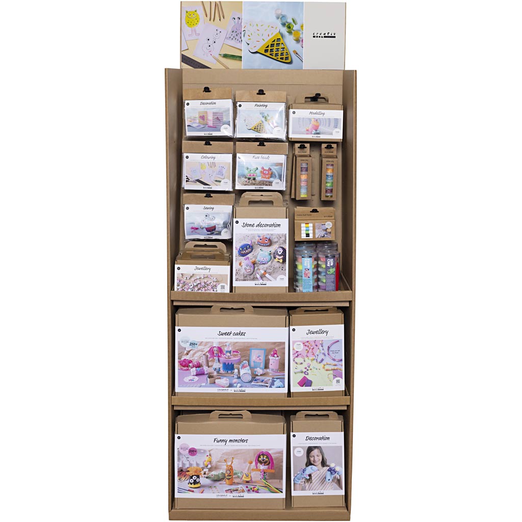 Expositor de suelo Creativ Company, creatividad, niños, alto: 1584 mm, fondo: 332 mm, ancho: 630 mm, 93 unidades. 1 caja