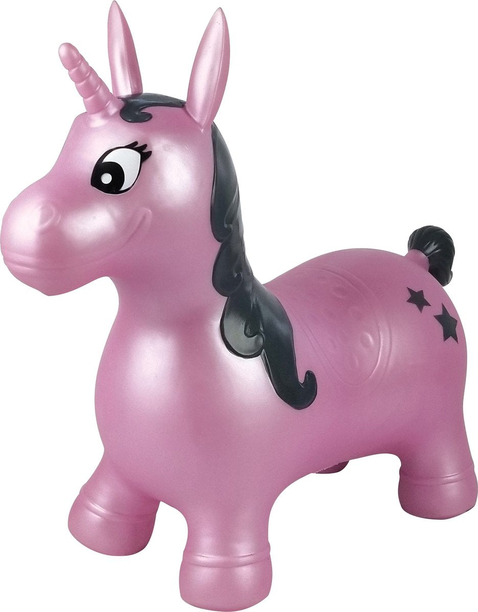 Unicornio saltarín hinchable Lexibook con traje de peluche