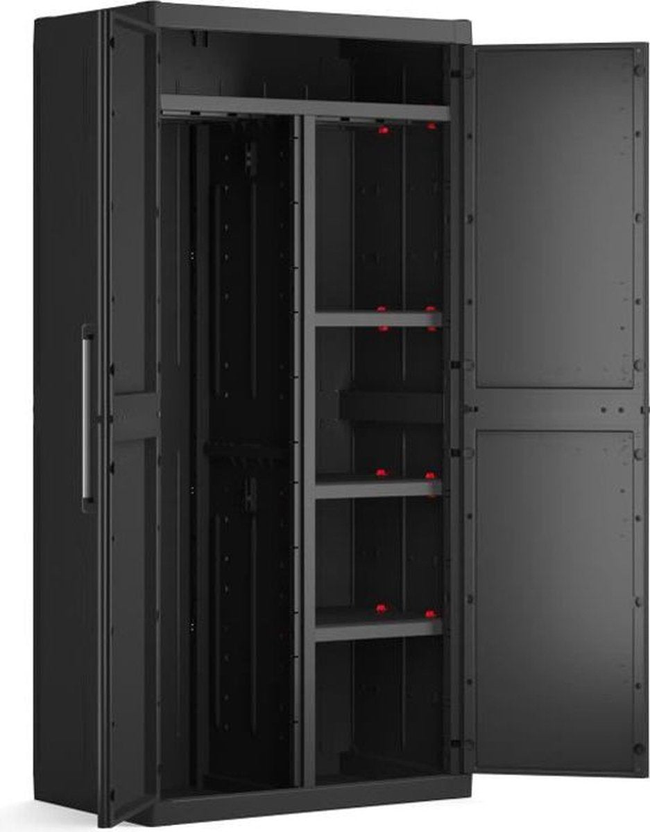 Keter Detroit XL storage cupboard - 2 doors - 4 shelves including 2 adjustable - L 89 x D 54 x H 182 cm - black