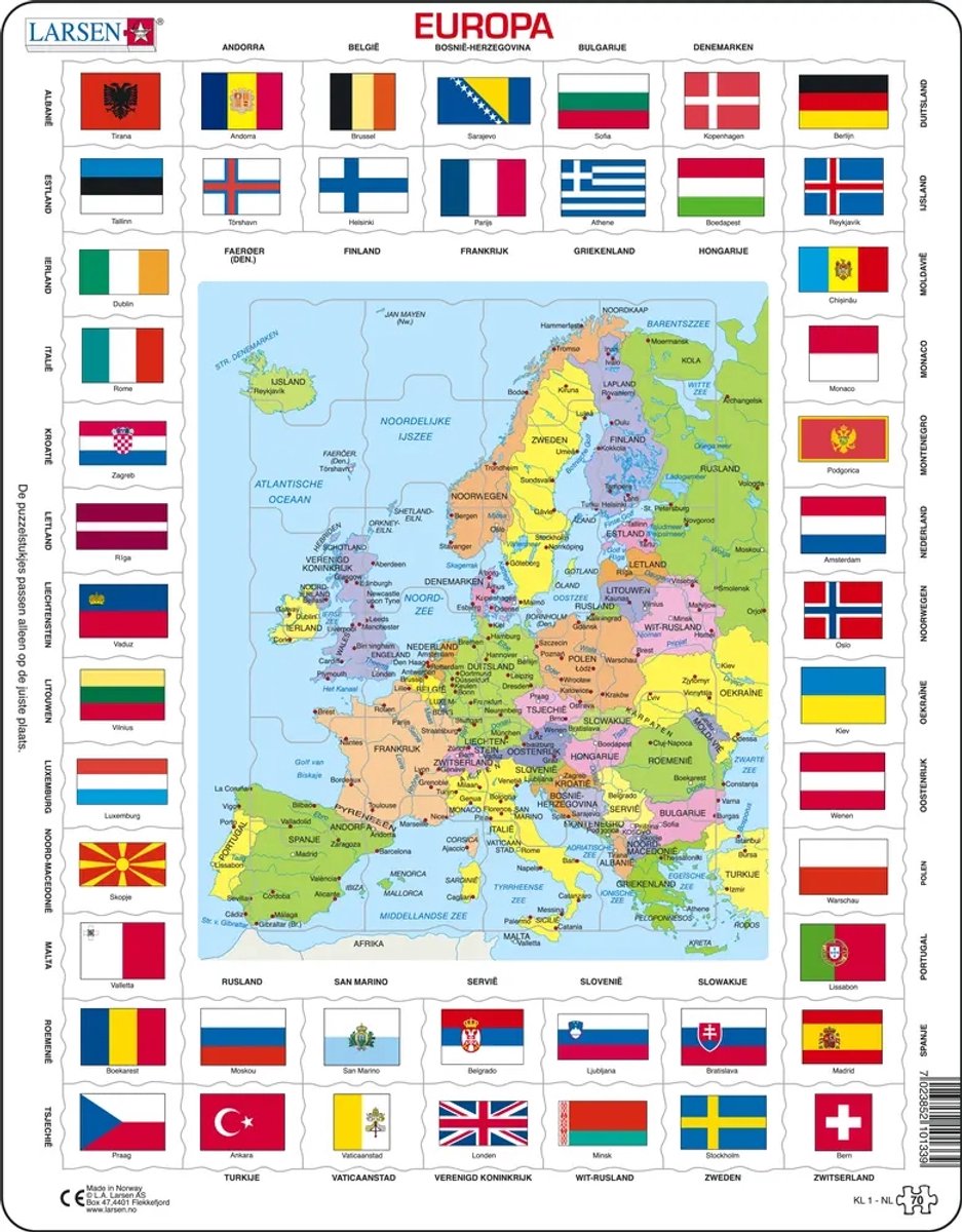 Selecta Larsen map Europe with flags, 70th.