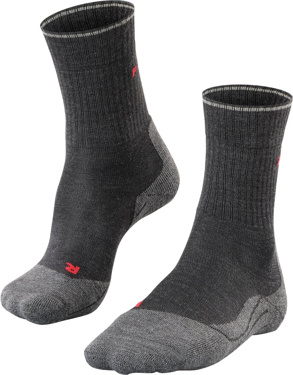 Falke tk2 explore wool silk medium padding wol functioneel materiaal wandelsokken dames grijs - maat 41-42
