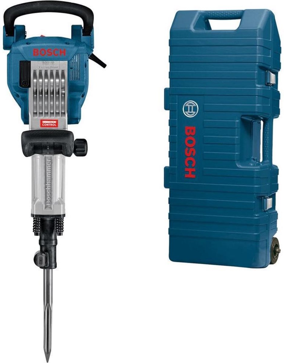Martillo demoledor Bosch gsh 16-28 (asa de transporte, paño de máquina, cincel puntiagudo de 400 mm, carro, tubo de engrase)
