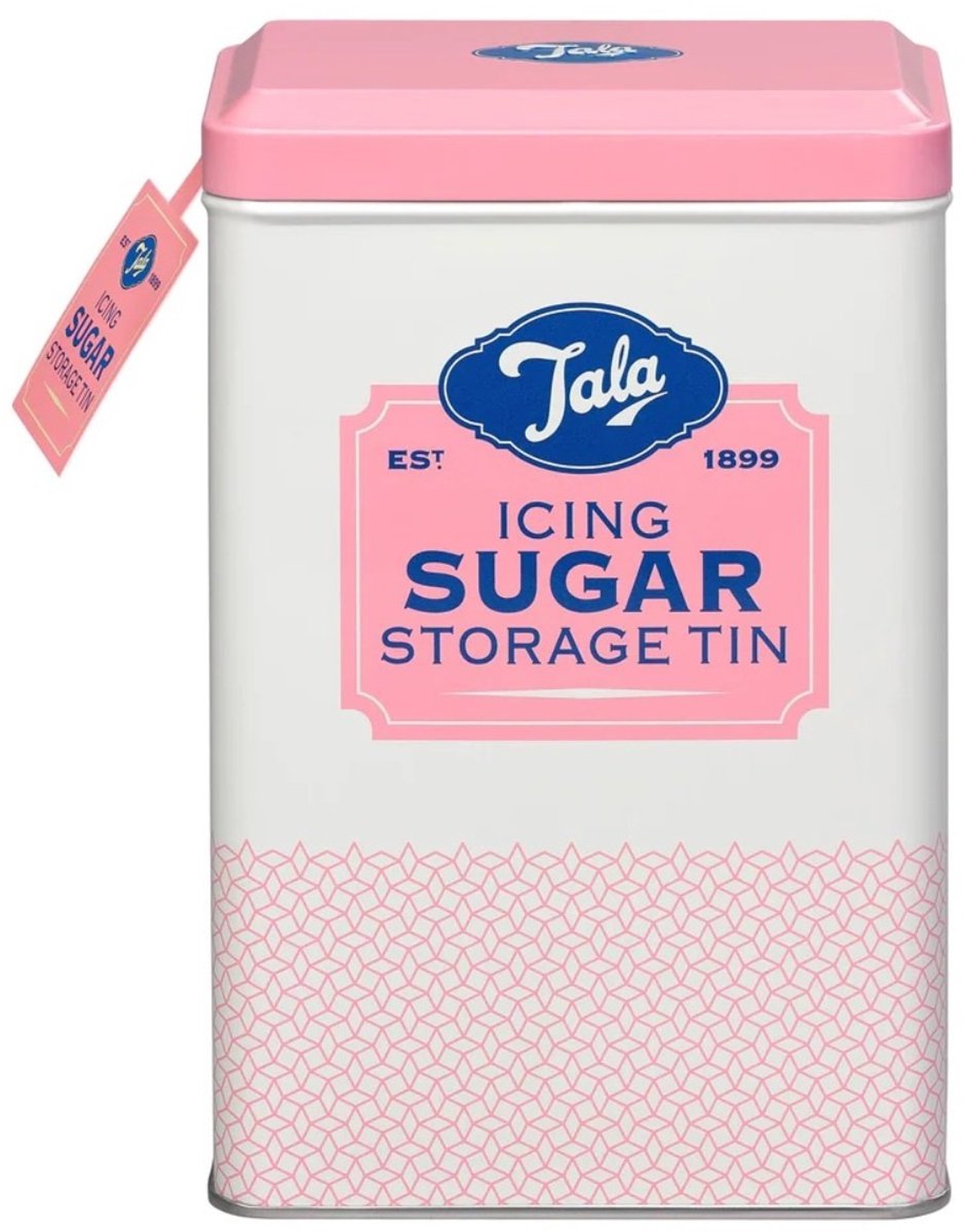 Tala - bewaarblik icing sugar - retro 1950's design - roze wit - voor poedersuiker