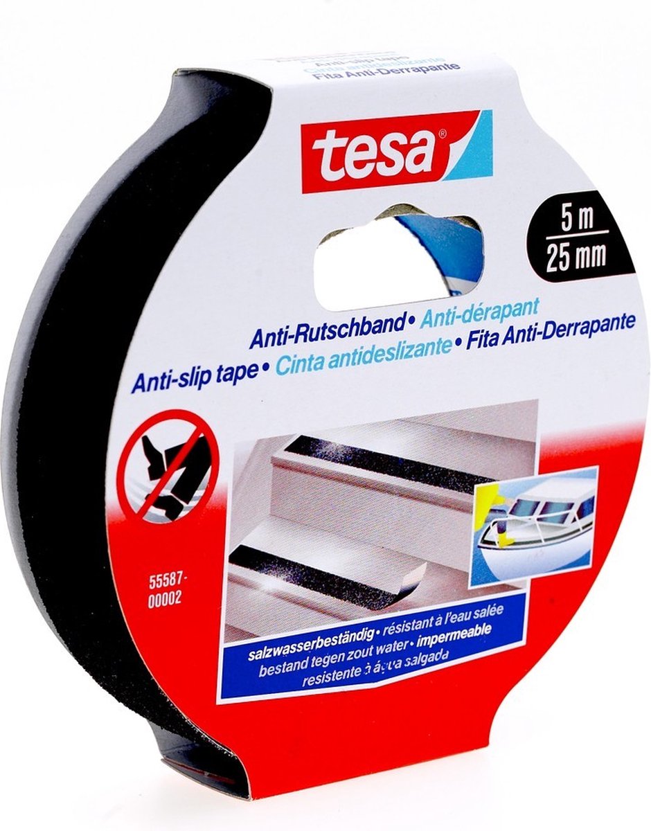Nastro antiscivolo Tesa 55587-02 - 5 m x 25 mm - nero