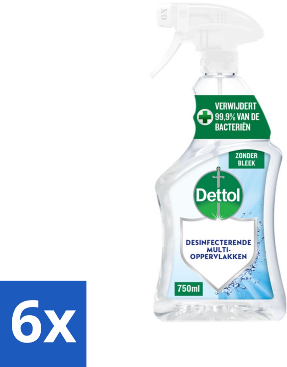 Dettol 6 x - detergente multiuso - spray - senza candeggina - igiene perfetta - 750 ml - detergente multiuso - spray detergente - igiene - prodotto detergente -