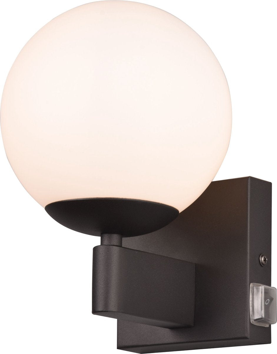 Trio kula - lampada da parete - nero opaco - escl. 1x e14 10w - ip44 - adatta per bagno
