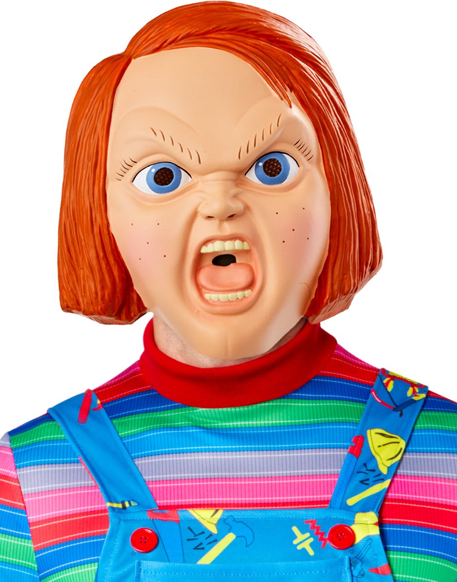 Media máscara de Chucky de Rubies para adultos - - talla única