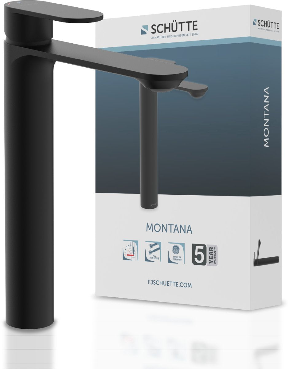 Rubinetto per lavabo Schütte montana - miscelatore - nero opaco - per lavabo da appoggio