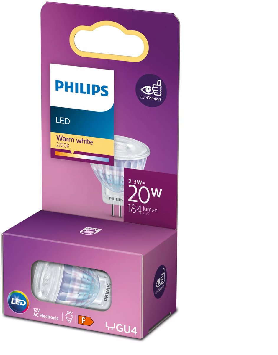 Foco LED Philips - 20 w - gu4 - luz blanca cálida