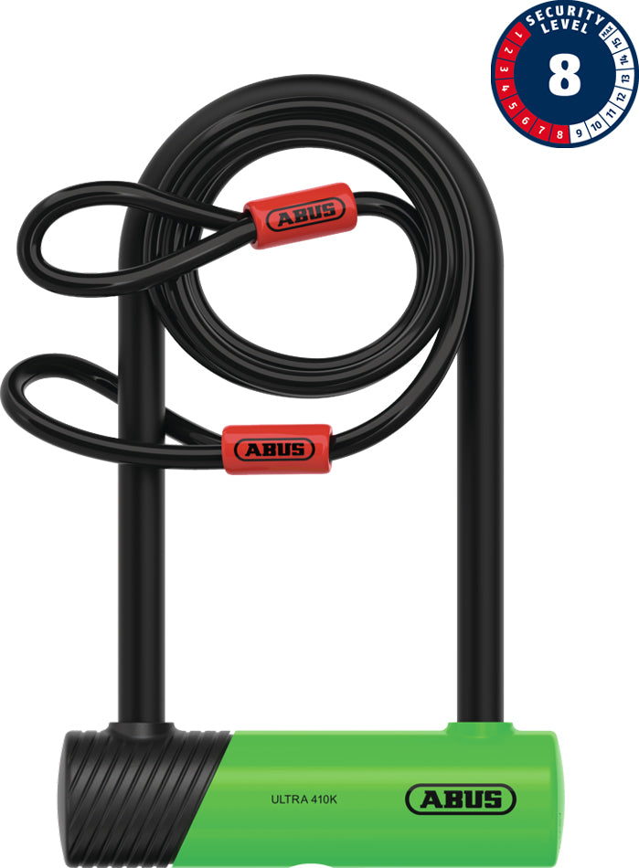 Lucchetto a U Abus ultra mini 410k 150hb180 incl. cavo cobra loop e staffa sh34