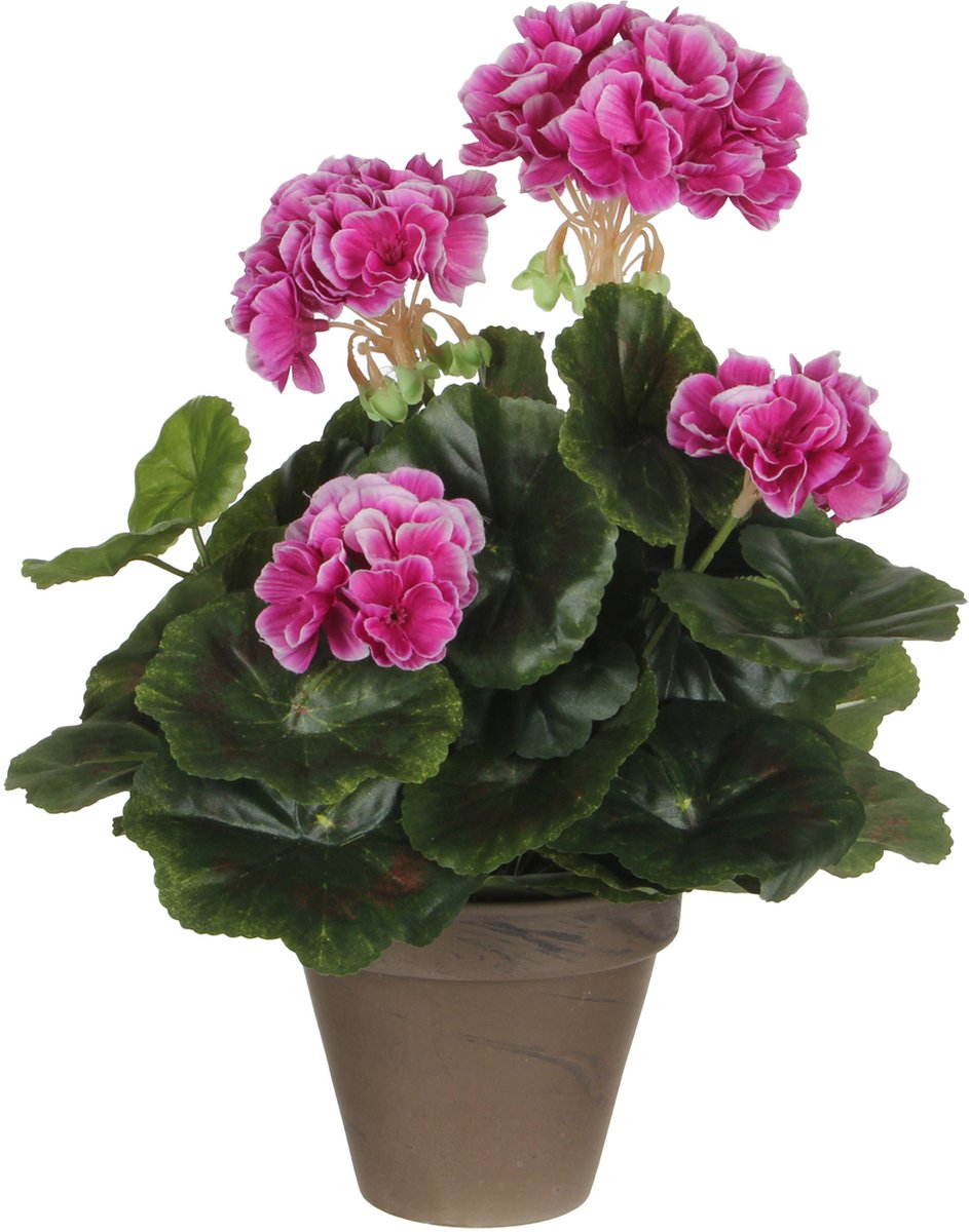 Decoraciones de mica planta artificial - geranio - violeta - en maceta - 34 cm - plantas artificiales - flores artificiales